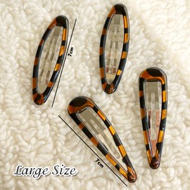 NICECONE 12Pcs Tortoise Snap Hair Clips for Women, 7cm Large Hair Barrettes Non Slip (Oval & Water Drop Shape), Vintage HairClips for Girls, Women, All HairTypes - HairAccessories