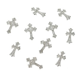 yueton 10PCS Cross Nail Charms Bling Rhinestone Cross Nail Decoration Punk Nail Art Supplies DIY Nail Design Supplies