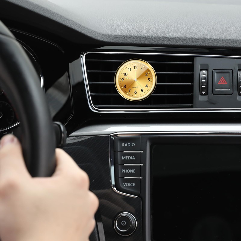 Dickno 2 PCS Stick on Dashboard Car Clock, Mini Tiny