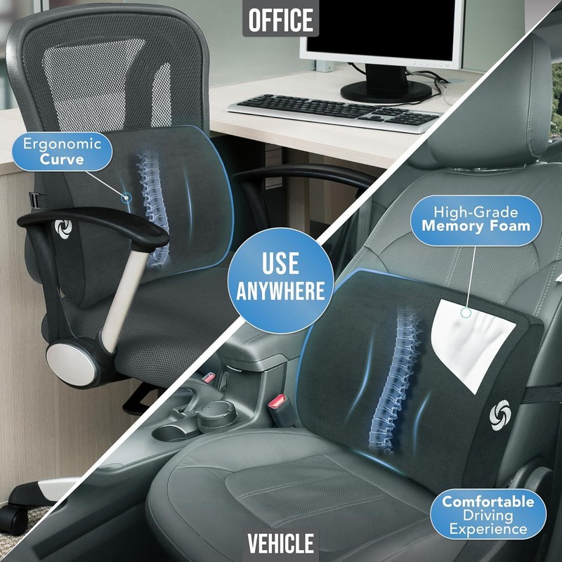 Samsonite Lumbar Support Pillow for Office Chair and Car Seat,