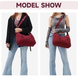 EVEOUT Nylon Crossbody Bags for Women Unisex Roomy Slouchy Hobo Shoulder Bag Multi-Pocket Sling Bag Large Capacity Crescent Tote Bag