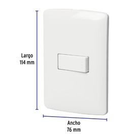 Volteck PA-APSE-IB, Placa armada 1 interruptor sencillo color blanco línea Italiana