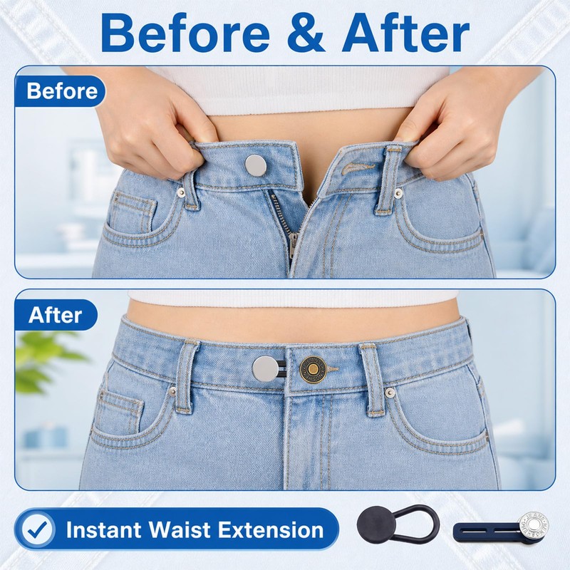 44-Pack Elastic Button Extenders for Jeans and Pants
