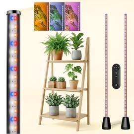 Grow Lights for Indoor Plants with Timer, 2PCS 60 Inch Vertical Grow Light Full Spectrum 384 LEDs 48W with Remote 3/6/12H Auto On/Off 3 Light Modes 5-Level Dimmable Standing Plant Lamp