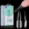 TOMICCA Nail Tips, Long Point, Sanded, 15 Sizes, Clear Tips,