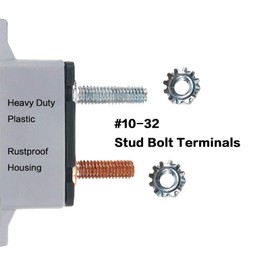 AMOMD 50 Amp 12V-24V Automatic Reset Circuit Breaker with Red Cover Stud Bolt Shortstop for Car Solar Boat RV and More (50A 2Pcs)