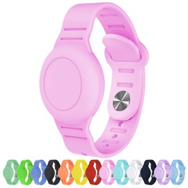 Waterproof AirTag Bracelet for Kids, Hidden Silicone Wristband for AirTag, GPS Tracker Case for Air Tag Holder Strap Band for Child Toddler, Secure Anti-Loss Protection(Pink)
