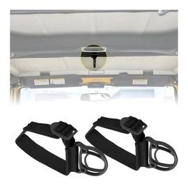 Sandfren 2PCS Car Roll Bar Coat Hanger Clothes Hook, Vehicle Fabric Auxiliary Hanging Buckle Kit, Automotive Interior Cage Hook Accessories, Compatible with Wrangler JL JT JLU (Black)