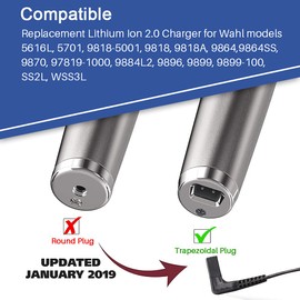 FouceClaus Cargador adaptador de corriente para Wahl Trimmer modelos 9864SS, SS2L, WSS3L, 9818A, 5616L, 5701, 9818-5001, 9864, 9870, 9884L2, 9896, 9899 - Solo compatible con modelos listados