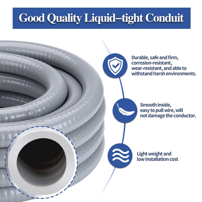 Geowaky 3/4 Inch 50 FT Liquid-Tight Conduit and Connector Kit