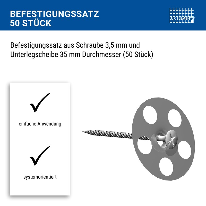 LUX ELEMENTS Screw and Washer 35 mm FIX-SB Pack of