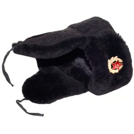 Navy Officer of The Russian Federation Lambskin Ushanka Hat-61 Soldier Insignia