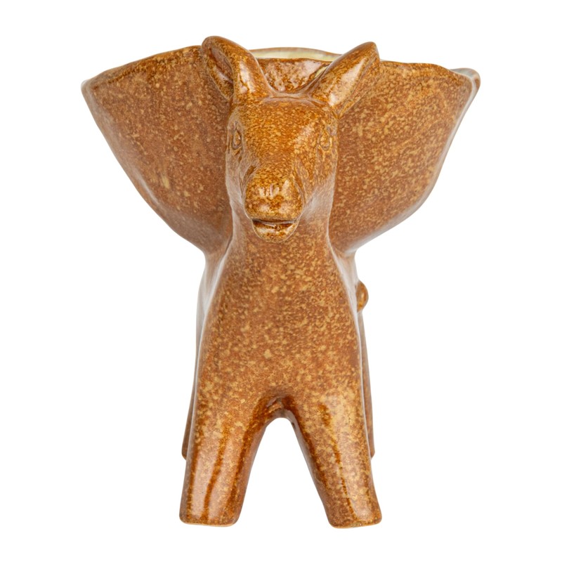 Creative Co-Op Rustic Stoneware Donkey Bowl, Brown