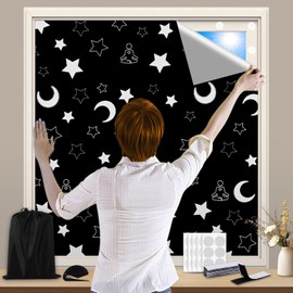 Portable Blackout Blinds,250 X 145cm With Fluorescent Pattern Blackout Curtains,Adjustable Temporary Blackout Curtains Pasted on Windows,Travel or Daycare Blackout Curtains,can be cut into any size