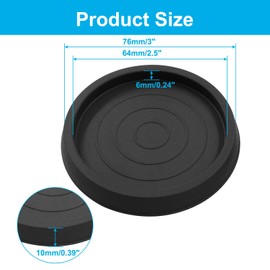Piutouyar 2.5 Inch Round Furniture Coasters, 4 Pcs Black Rubber Caster Cups Non Slip Furniture Leg Protectors Rubber Furniture Pads for Hardwood Floors
