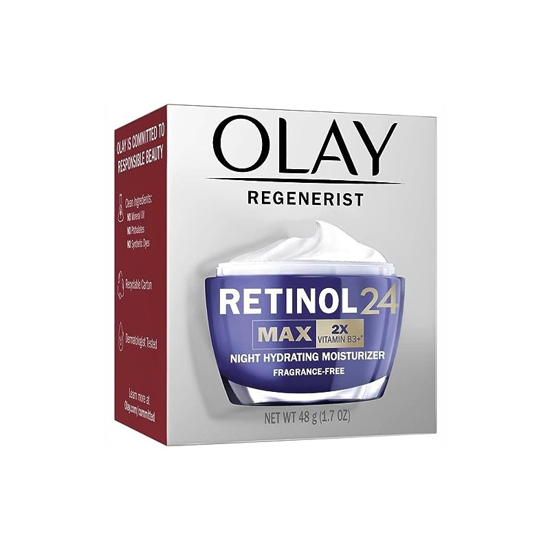 Olay Regenerist Retinol 24 Max Night Hydrating Moisturizer, Fragrance Free,