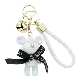SYSYSYYASNL Resin Bear Key Ring, Key Carabiner with Bell, Keyring Girl, Best Friend Gifts, Gifts for Girlfriend, Sister, Colleague, Wife and Mother, White