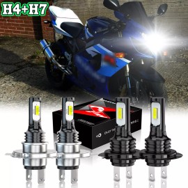 CHUSYYRAY For Suzuki GSXR 600 750 2004-2005 H4+H7 Xenon LED Headlight Lights Bulbs White