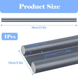 Under Door Draught Excluder 37in/96cm Double Side Door Draft Stopper Draft Excluder for Door Seal Strip Doors Adjustable Soundproof Draught Excluder for Bottom of Door (Grey)