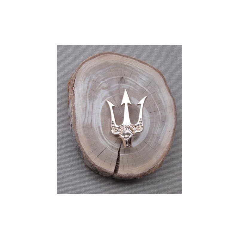 Gold Plated Steel Trident Style Poseidon Brooch Pin 5cm x