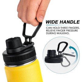 koodee Small Water Bottle for School-12 oz Stainless Steel Triple Wall Vacuum Insulated Wide Mouth Bottle with Leakproof Spout Lid (Yellow)