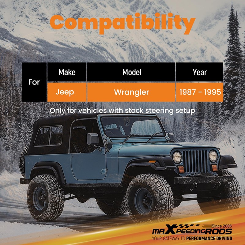 maXpeedingrods Dual Steering Stabilizer for Jeep Wrangler YJ 1987-1995, for