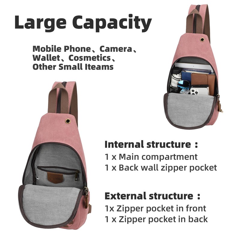 KL928 Canvas Sling Bag Crossbody Backpack Shoulder Casual Rucksack for