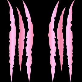 HungMieh 2PCS Claw Mark Car Decak, Car Headlight Decal/15.8 Inch, Monster Claw Scratch Stripe Stickers for Dodge Challenger/Charger, Chrome Pink
