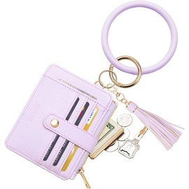 Stylish Wristlet Bracelet Keychain Credit Card Holder Purse for Women - RFID Blocking Zip Slim Wallet with Tassel Key Ring. A Chic and Practical Accessory - Color: 10