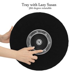 Blingworld 14" Mirrored Tray with Lazy Susan, Easy Access, Super Gorgeous Round Tray with Crushed Diamond Silver Finish - Perfume Organizer & Jewelry for Dresser