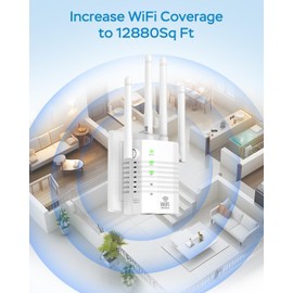 2025 Fastest WiFi Extender, Covers Up to 12880 Sq.ft and 105 Devices, Dual Band Internet Repeater - with Ethernet Port for Home（Bright White）