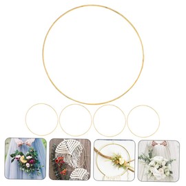 STOBOK 5pcs Metal Dream Catcher Circles Macrame Rings DIY Craft Accessories 20cm Gold Frame