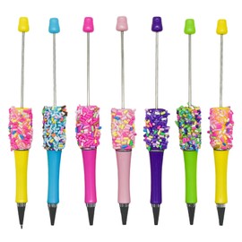 Lopenle12 Pack Colorful Candy Bead Gel Pens, Beadable Pens Bead Pens Kit Bulk Beaded Pen,Smooth Black Ink, Fun Decorative Writing Pens for Writing in School Office