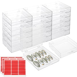 LDHHYH 40 Pack Press On Nail Packaging Box with 90 Pcs Double Sided Tape, Acrylic Nail Display Case, Artificial Nail Display Storage Box for Art Home Business Salon - 3 x 2.8 x 0.7 Inch
