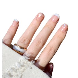 Herbeluemily Nail Tip, Short, Handmade, Storage Case, 10 Pieces, Gel Nail Style, Pink, B (Sakura) M