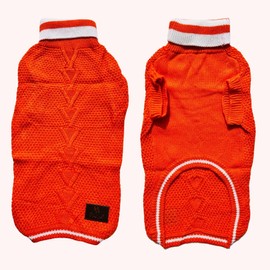 Richpet Dog Sweater, Lightweight & Stretchable Turtleneck Fleece Dog Sweater | Soft, Warm High Neck Knit Pullover with Cozy Fleece Lining (Orange, XL (20-Inch))