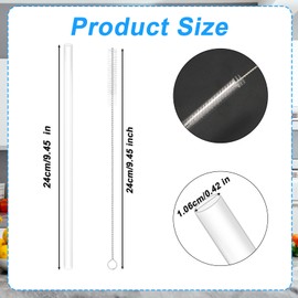 6pcs Replacement Straw for Yeti 35oz, Reusable Straws with Long Straw Brush Plastic Drinking Straws & Straw Cleaner Compatible with Yeti Cups and Other 9.4in Tumblers