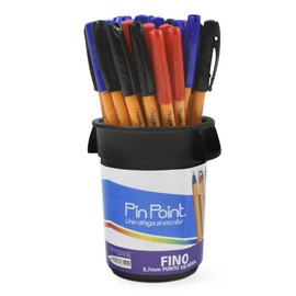 Azor Bolígrafo Punto Fino .7mm 36 Piezas PinPoint Colores Negro(18pz), Azul(12pz) y Rojo(6pz) 301.6820BCS