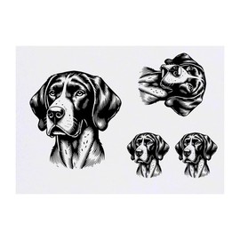 4 x 'German Shorthaired Pointer' Temporary Tattoos - Water Resistant, Skin-Safe, Non-Toxic Transfers, Mixed Sizes (TO00075950)
