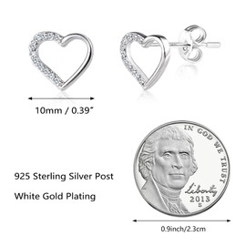 ASH'S CHOICE Women's 925 Silver Stud Earrings, Hypoallergenic Sterling Silver Stud Earrings, Small Earrings with AAA+ Cubic Zirconia, Rhinestone Cartilage Heart Earrings, Glitz Stud Earrings, Small