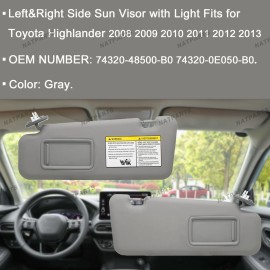 Unbranded Pair Side Sun Visor w/ Light for 2008-2013 ToyotaHighland