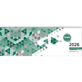 Tischquerkalender Giganta XXL grün 2026 - 42,2x14,8 cm - 1 Woche auf 2 Seiten - Bürokalender - Stundeneinteilung 7 - 22 Uhr - 126-0013