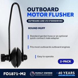 Five Oceans Outboard Motor Muffs, Universal Outboard Motor Flusher, Black PVC Marine Grade Round Muffs, Coated Steel Bracket, Includes Garden Hose Connector & Quick Connect Adapter 2-Pack -FO1871-M2