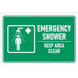 Emergency shower, keep area clear, safety sign - 3mm Aluminium sign (300mm x 200mm)