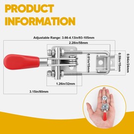 2Pcs Toggle Latch Clamp, Adjustable Latch Lock, Smoker Clamps Heavy Duty Toggle Clamp Capacity 400LBS U Shaped Buckle Latch Type Quick Clip