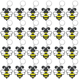 CiciBear 24 Pack Bee Keychains Party Decoration for Mommy to Bee, Baby to Bee Baby Shower, Kids Birthday, Happy Bee Day, Queen Bee Party, Yellow, Small