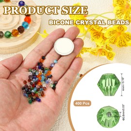 PATIKIL 4 mm Bicone Crystal Beads, 400 Pieces Glass Faceted Bicone Beads, Loose Spacer Beads for Jewellery Making, Bracelet, Necklace, Earrings, Grass Green