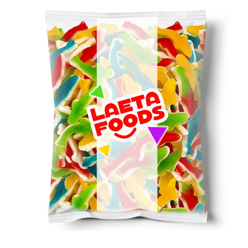 Gummy Sharks Candy, Mixed Fruit Flavors (1 Pound Bag)
