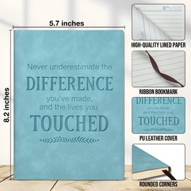 KTJGMBY Never Underestimate the Difference You Made Notebook Employee Appreciation Gifts Leather Journal Writing Thank You Gifts for Coworkers Colleagues Boss