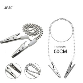 LEOUEANR 3Pcs Bib Holder Clip Napkin Chain, Silver Metal Dental Clips Seniors for Napkin Holders for Dental Care & Personal Use